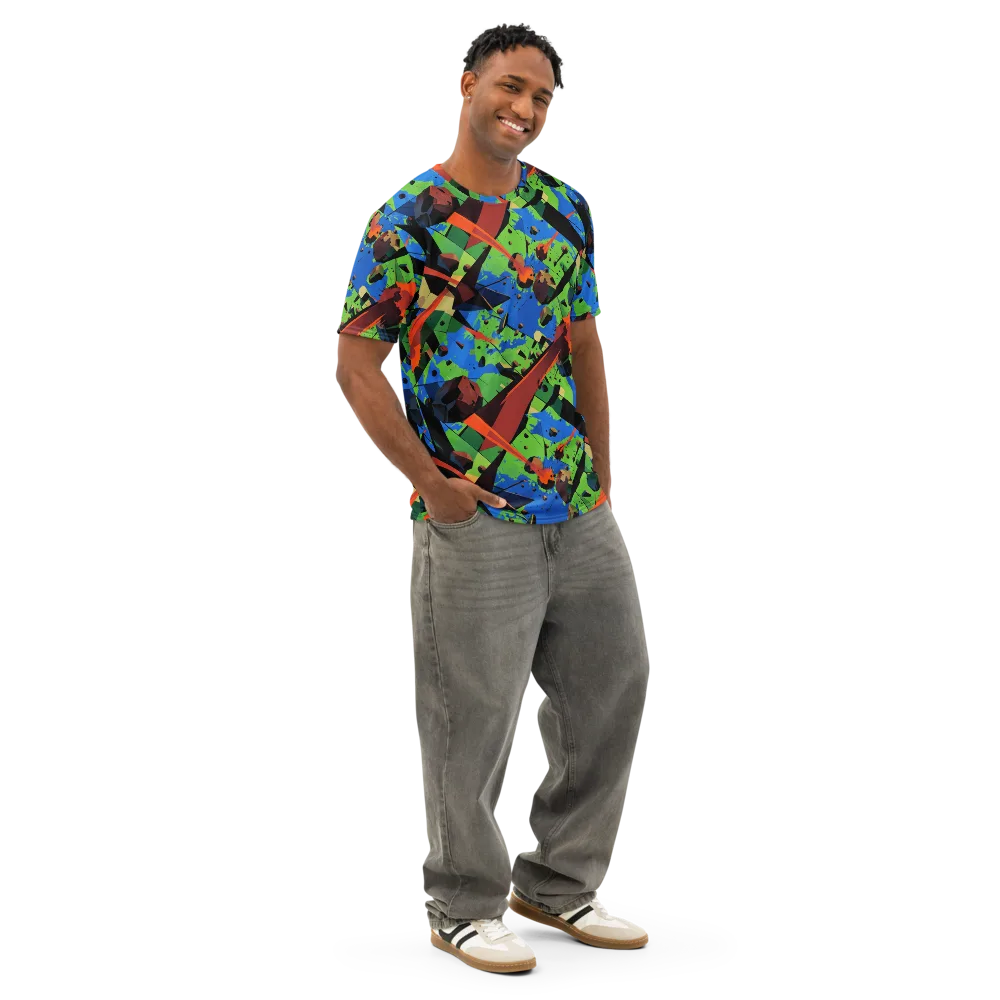 Impact Geometry on Men's Cotton Crew Neck T-Shirt — Right Front