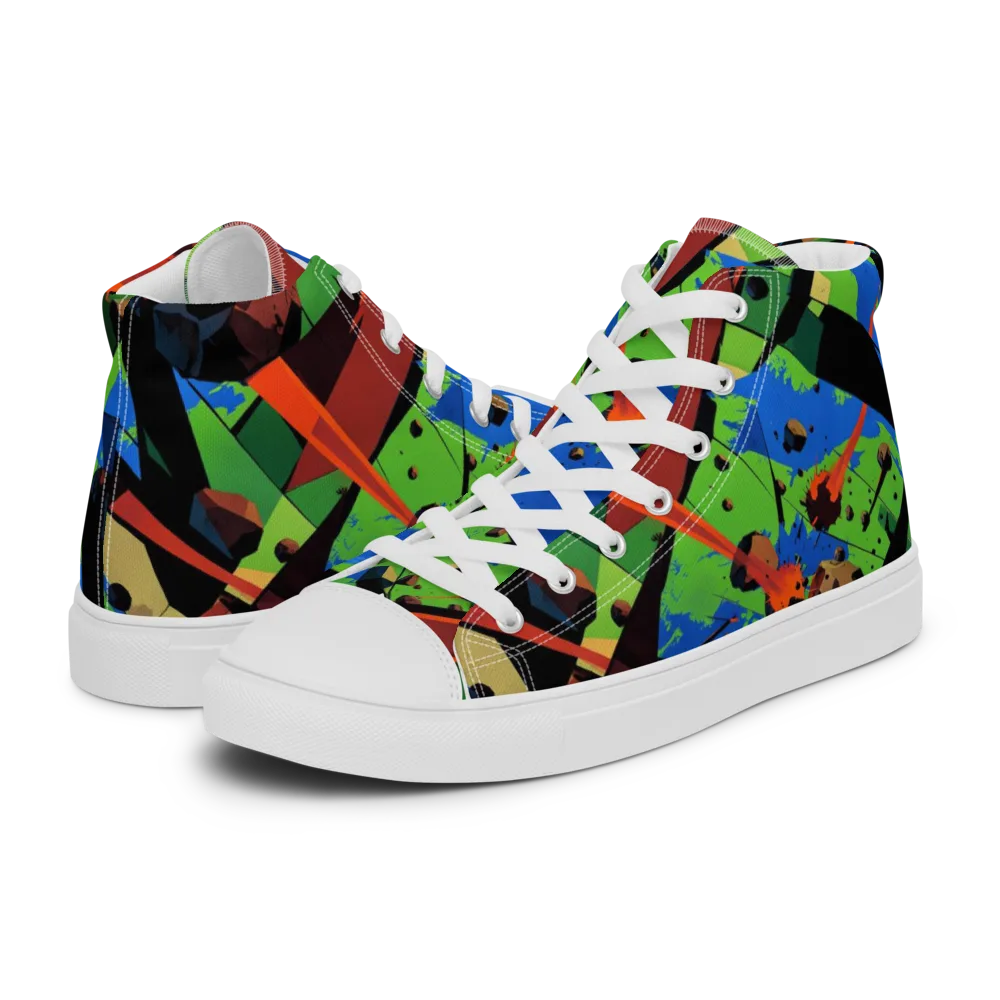 Impact Geometry on Men's High Top Canvas Shoes — Left