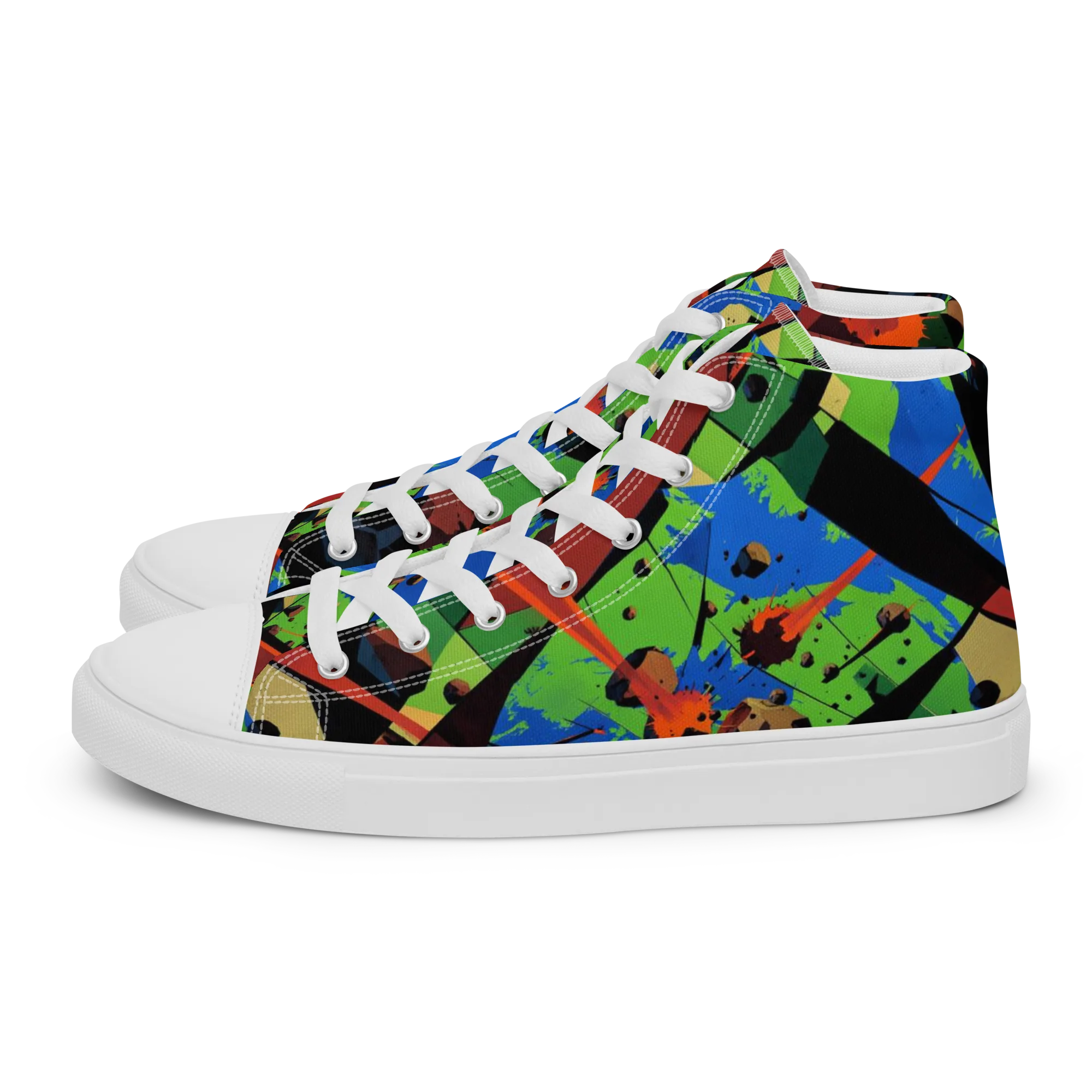 Impact Geometry on Women's High Top Canvas Shoes — Left
