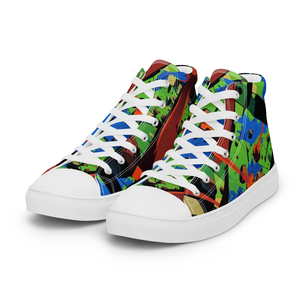 Impact Geometry on Women's High Top Canvas Shoes — Left Front