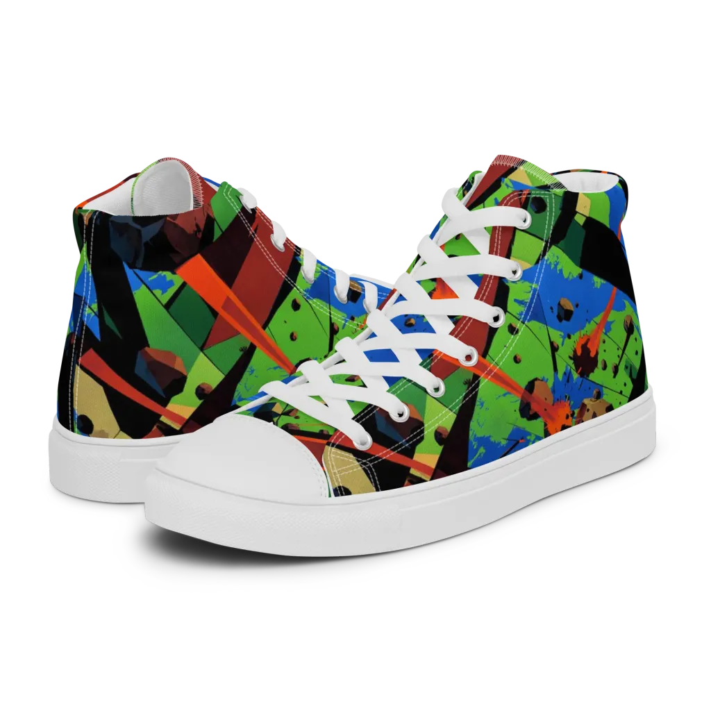 Impact Geometry on Women's High Top Canvas Shoes — Left