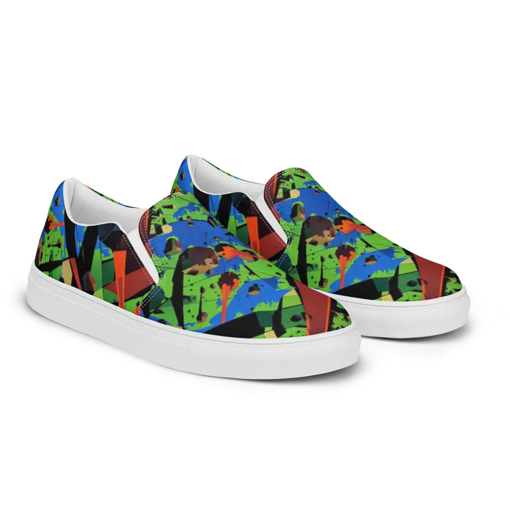 Impact Geometry on Men's Slip-On Canvas Shoes — Right Front