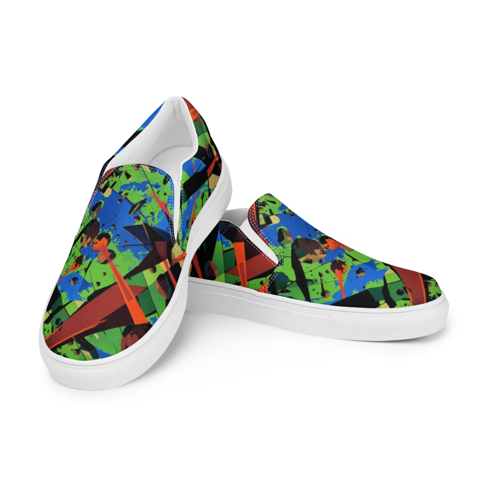 Impact Geometry on Men's Slip-On Canvas Shoes — Left Front