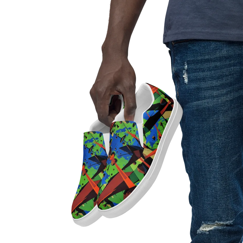 Impact Geometry on Men's Slip-On Canvas Shoes — Left Front