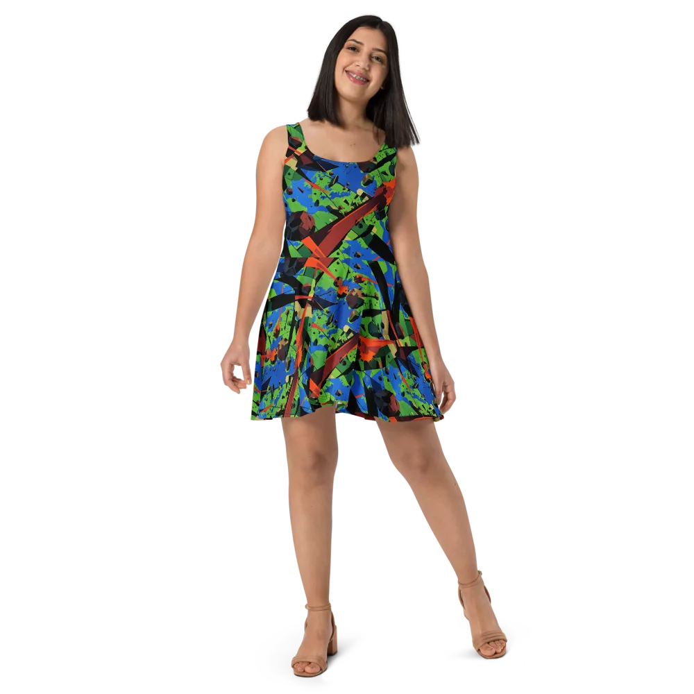 Impact Geometry on Skater Dress — Front