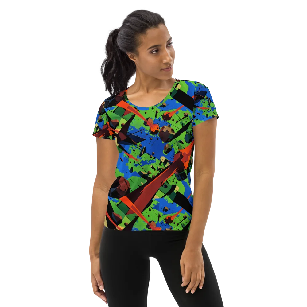 Impact Geometry on Women's Athletic T-Shirt — Front