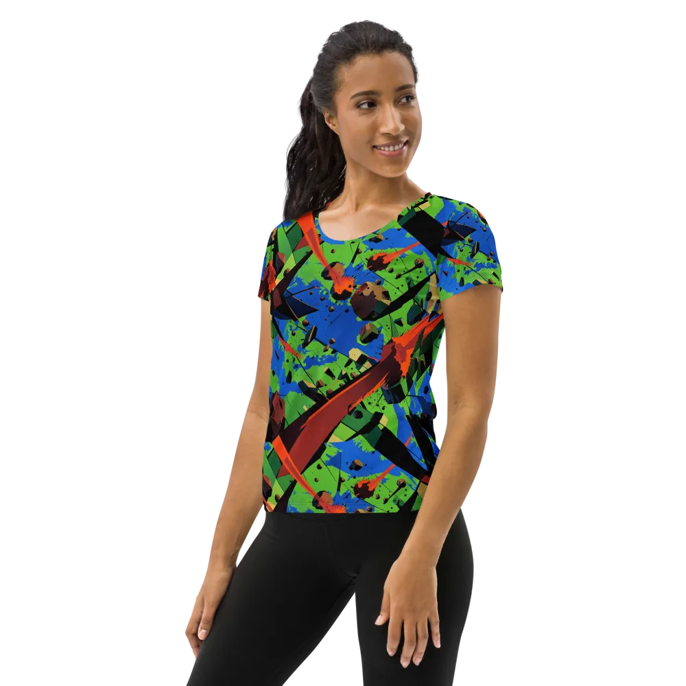 Impact Geometry on Women's Athletic T-Shirt — Left