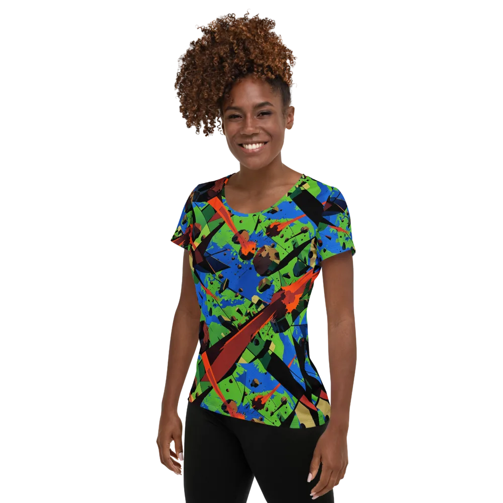 Impact Geometry on Women's Athletic T-Shirt — Left