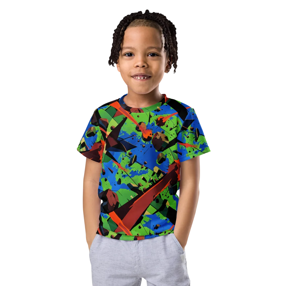 Impact Geometry on Kids Crew Neck T-Shirt — Front