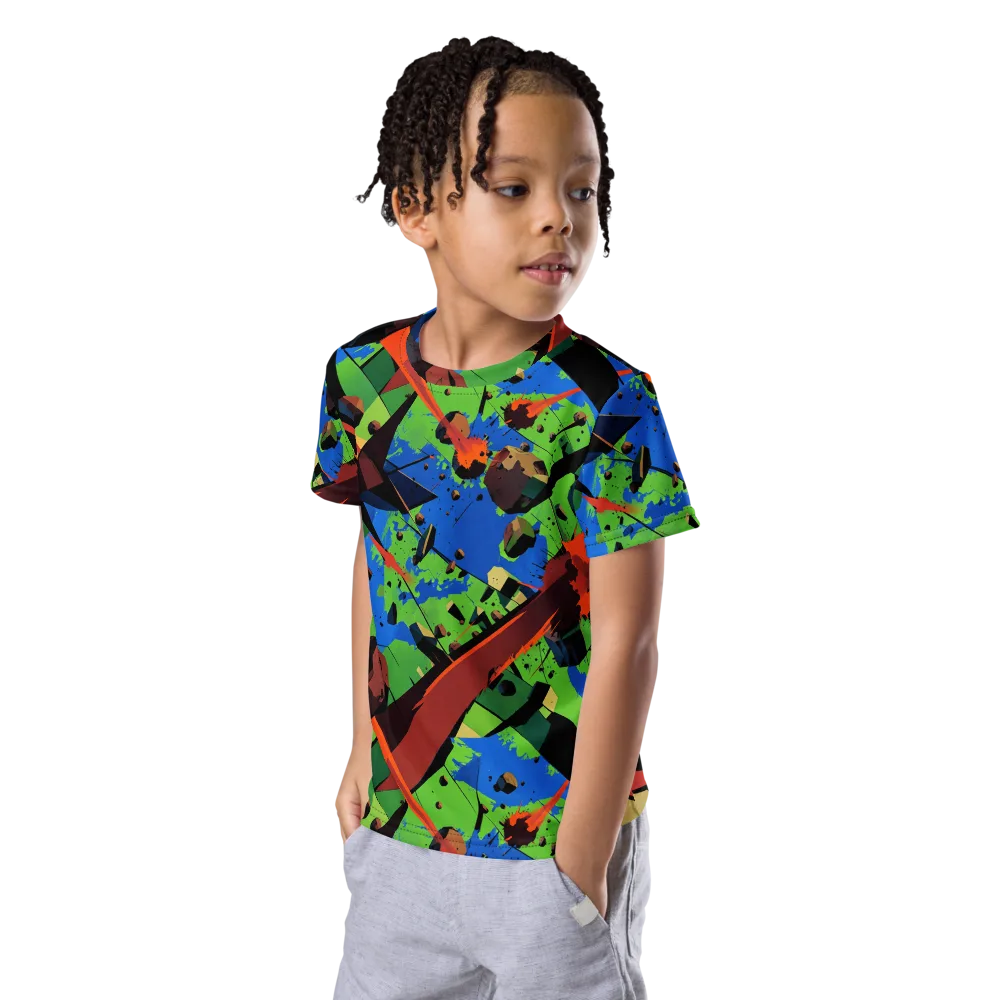 Impact Geometry on Kids Crew Neck T-Shirt — Left Front