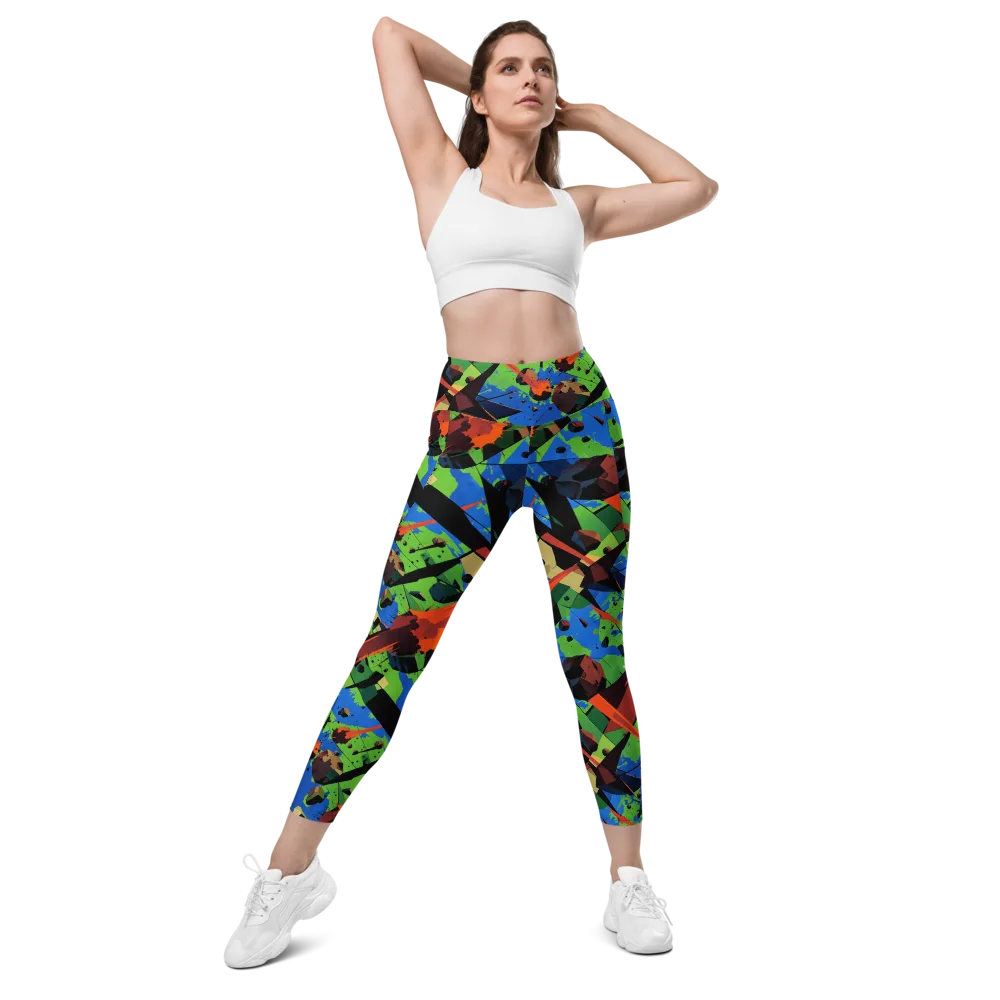 Impact Geometry on Leggings with Pockets — Front