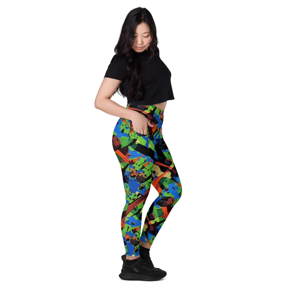 Impact Geometry on Leggings with Pockets — Right