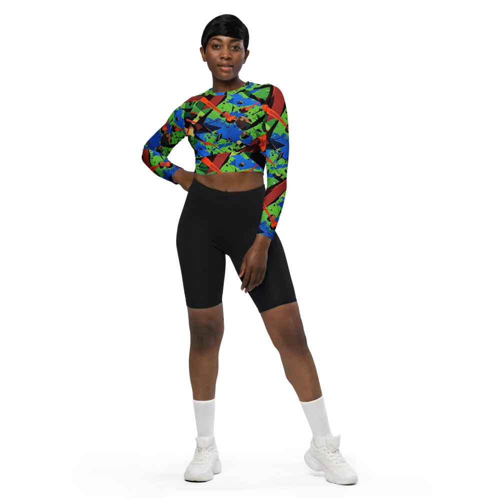 Impact Geometry on Long Sleeve Crop Top — Front