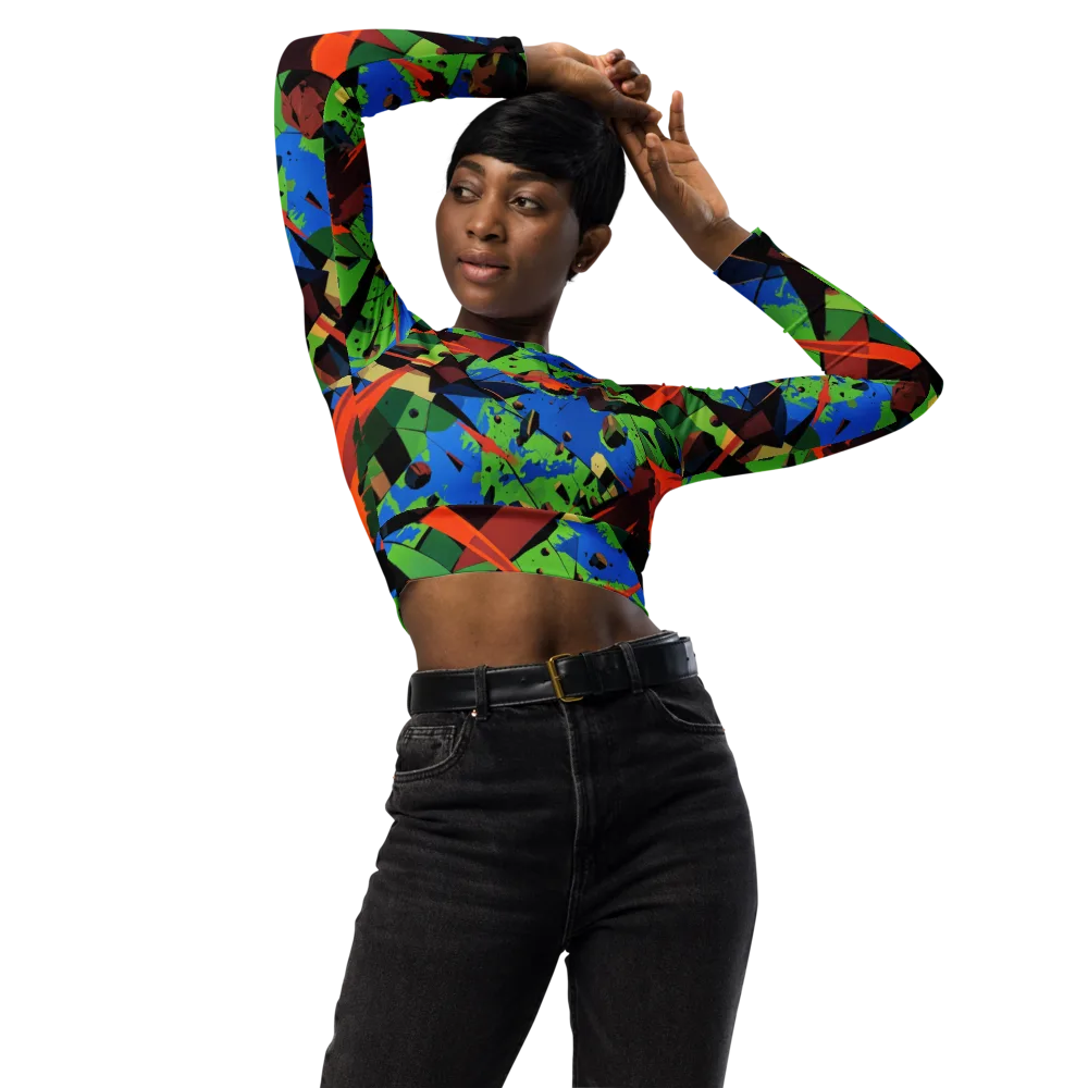 Impact Geometry on Long Sleeve Crop Top — Front