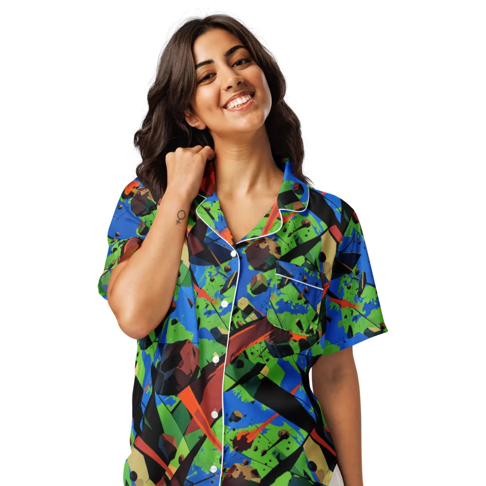Impact Geometry on Women's Short Sleeve Pajama Top — Front