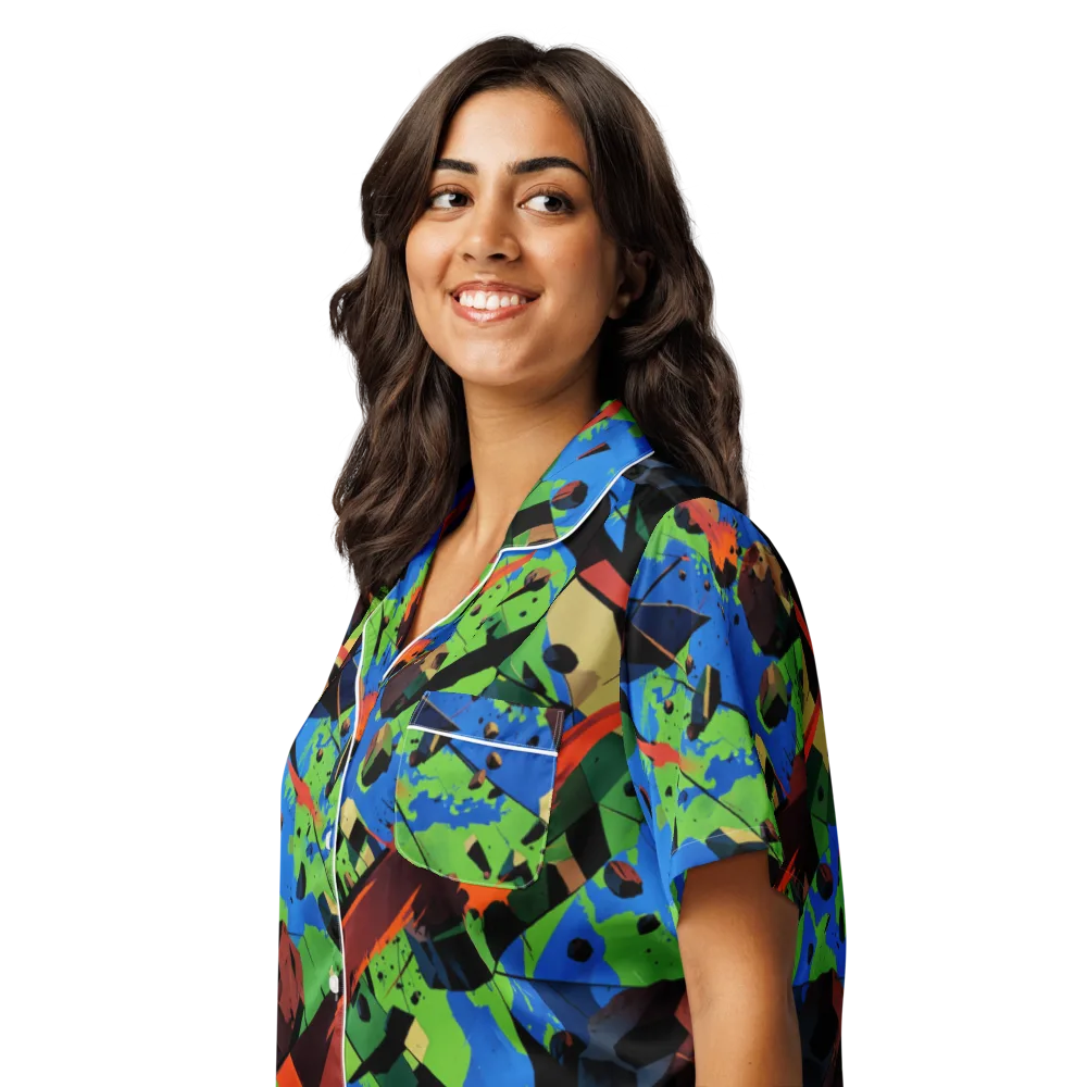 Impact Geometry on Women's Short Sleeve Pajama Top — Left Front