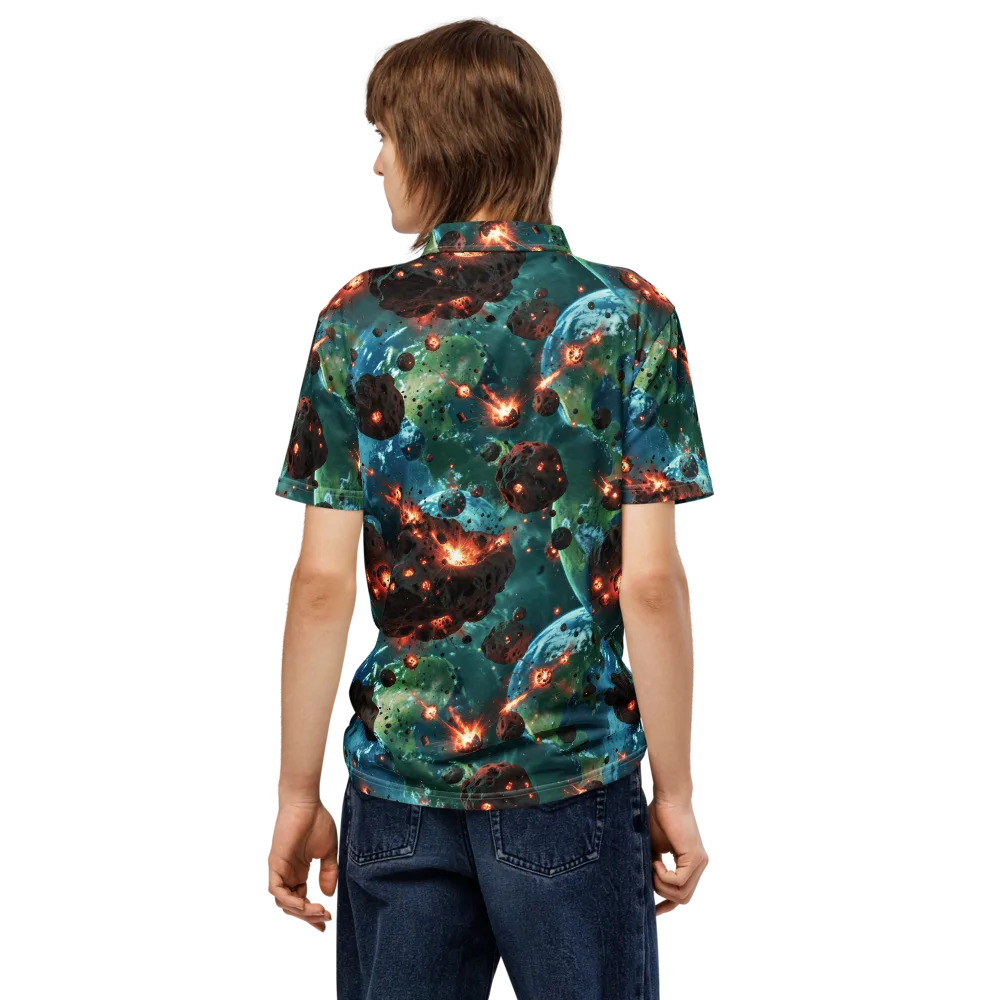 Magma Meridian on Men's Slim Fit Polo Shirt — Back