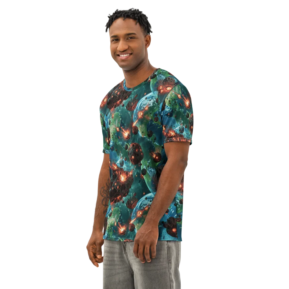 Magma Meridian on Men's Cotton Crew Neck T-Shirt — Left Front