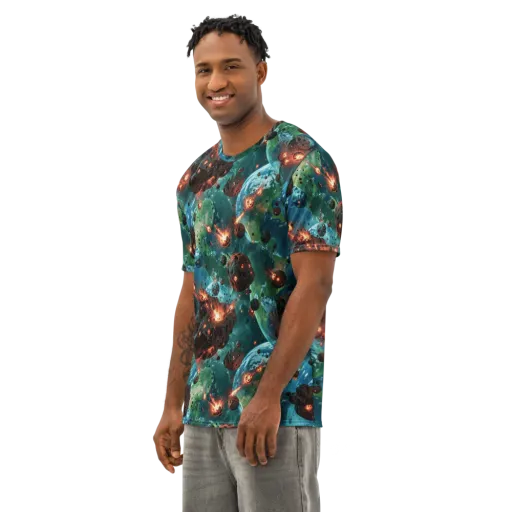 Magma Meridian on a Men's Cotton Crew Neck T-Shirt