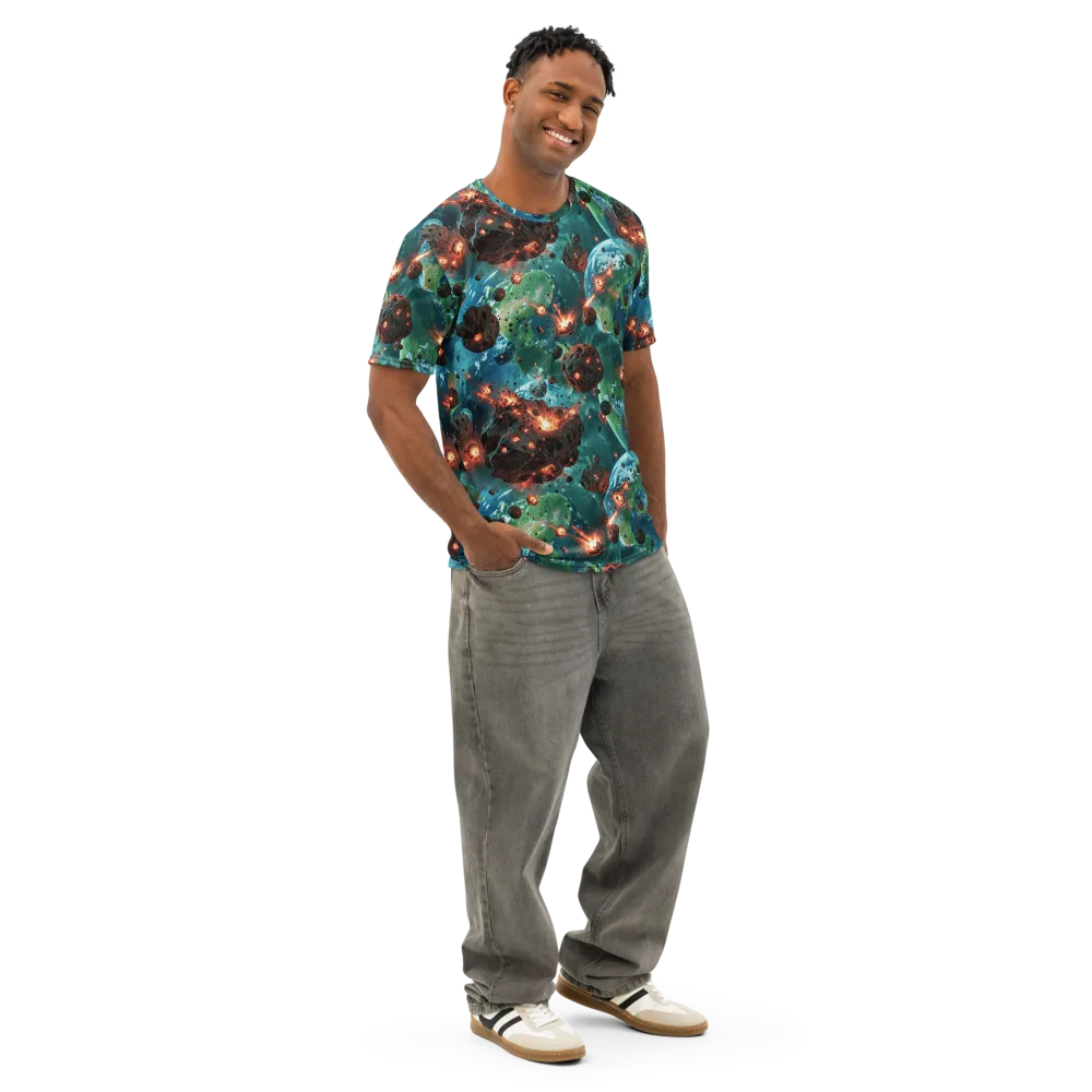 Magma Meridian on Men's Cotton Crew Neck T-Shirt — Right Front