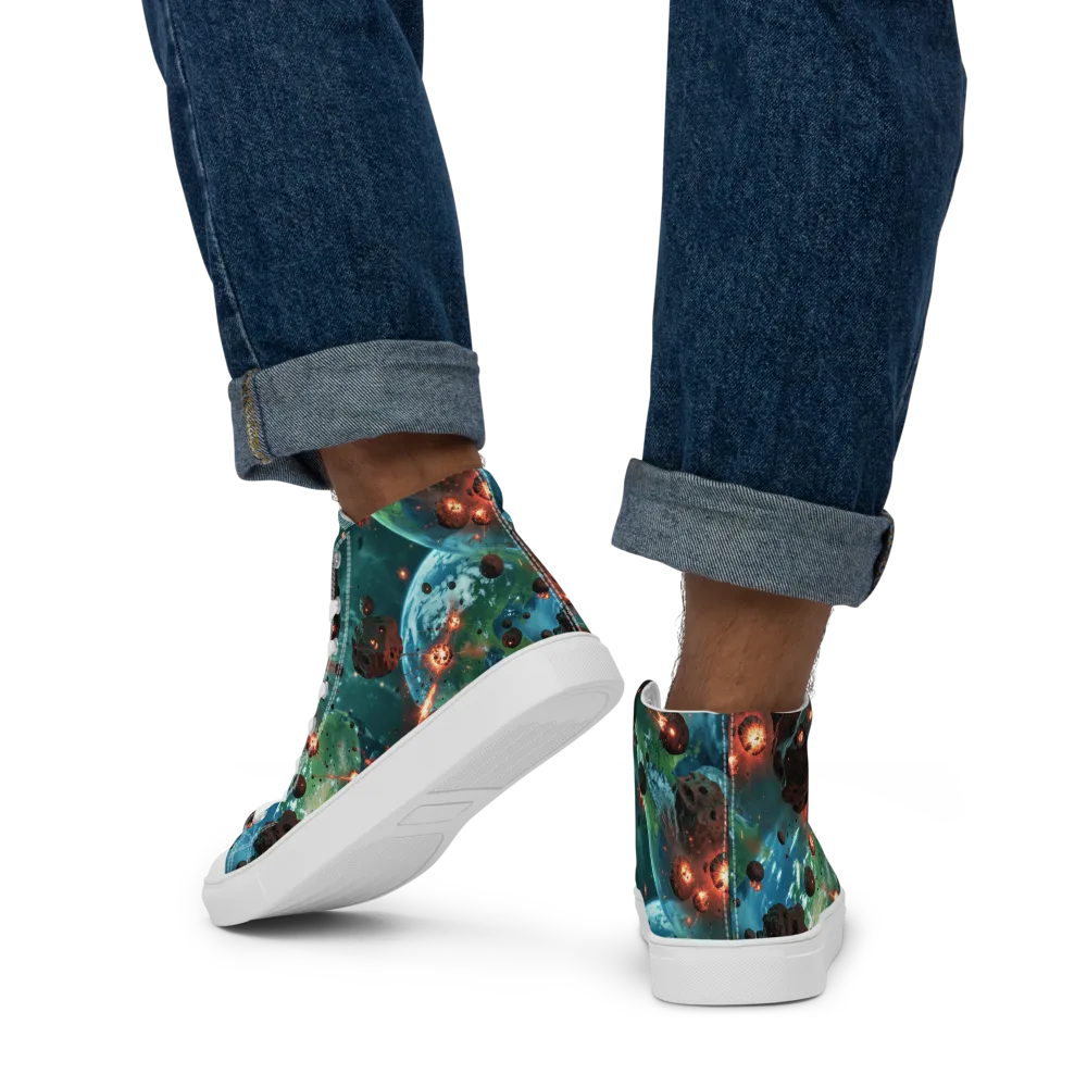 Magma Meridian on Men's High Top Canvas Shoes — Back