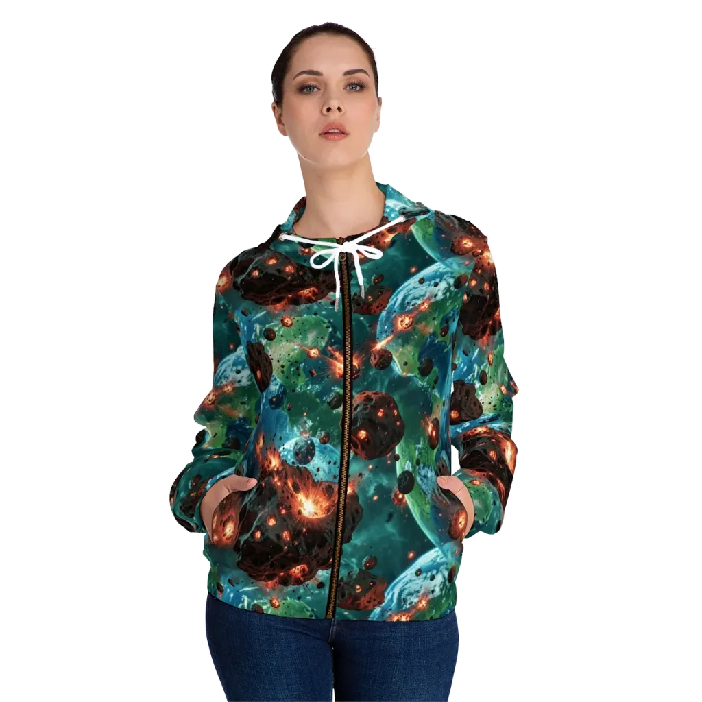 Magma Meridian on Women's Full-Zip Hoodie — Front On Person