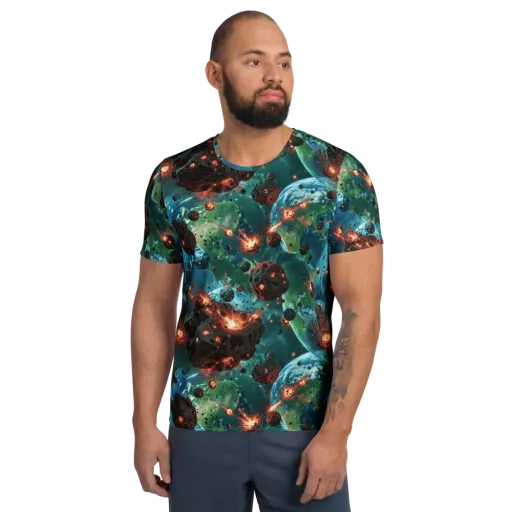 Magma Meridian on a Men's Athletic T-Shirt
