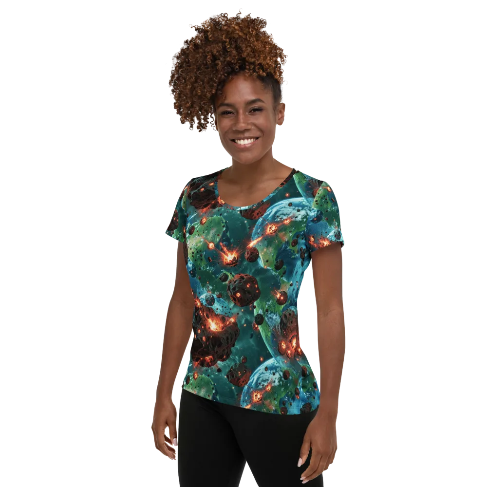 Magma Meridian on Women's Athletic T-Shirt — Left