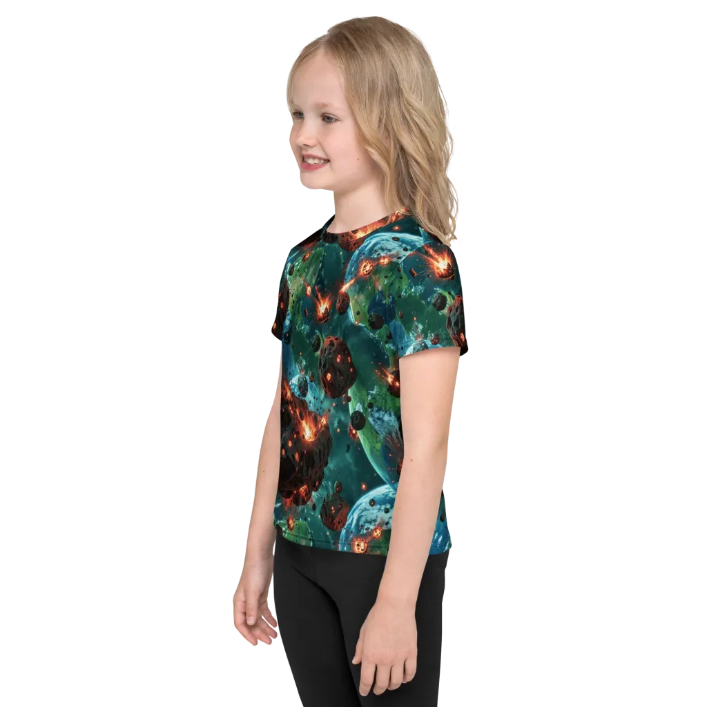 Magma Meridian on Kids Crew Neck T-Shirt — Left