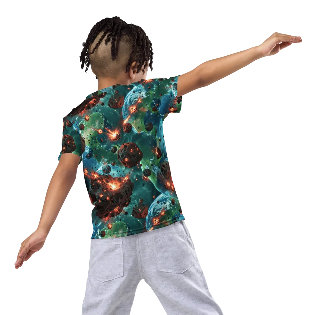 Magma Meridian on Kids Crew Neck T-Shirt — Back