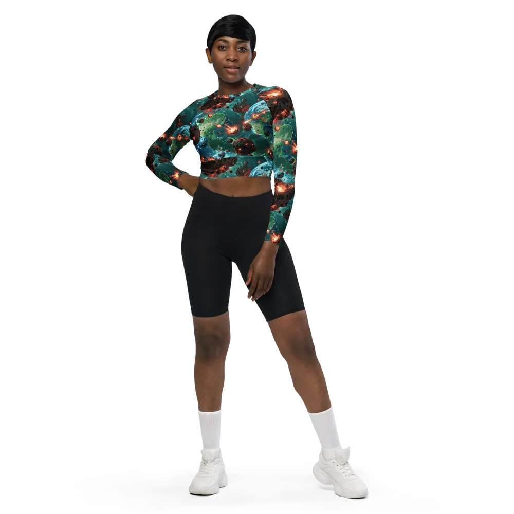Magma Meridian on Long Sleeve Crop Top — Front