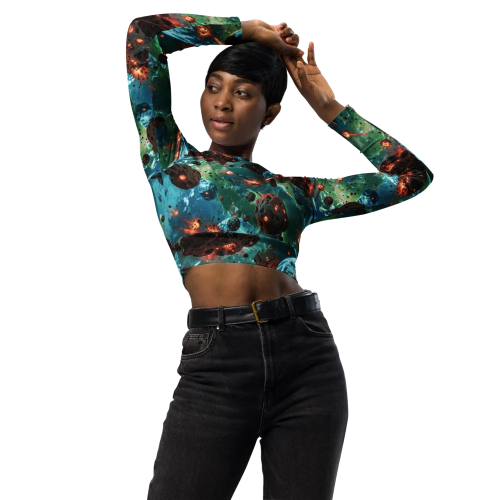 Magma Meridian on Long Sleeve Crop Top — Front