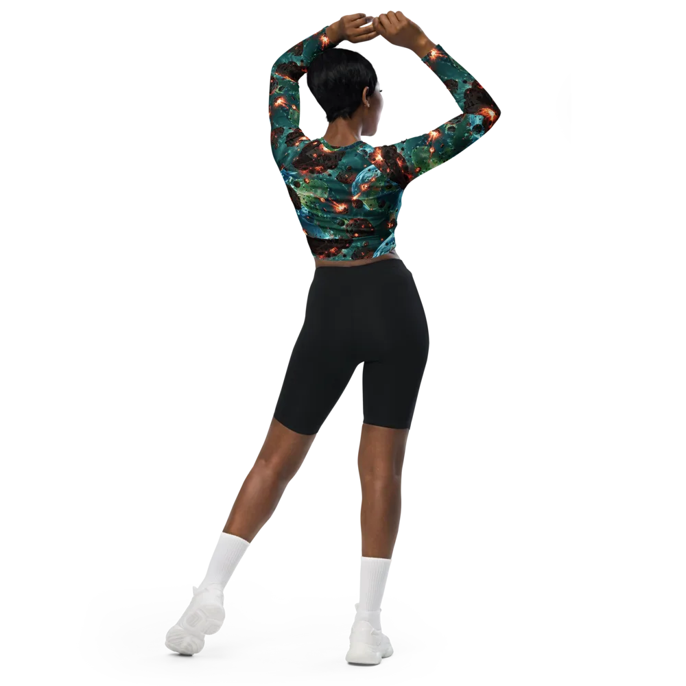 Magma Meridian on Long Sleeve Crop Top — Back