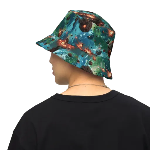 Magma Meridian on a Reversible Bucket Hat