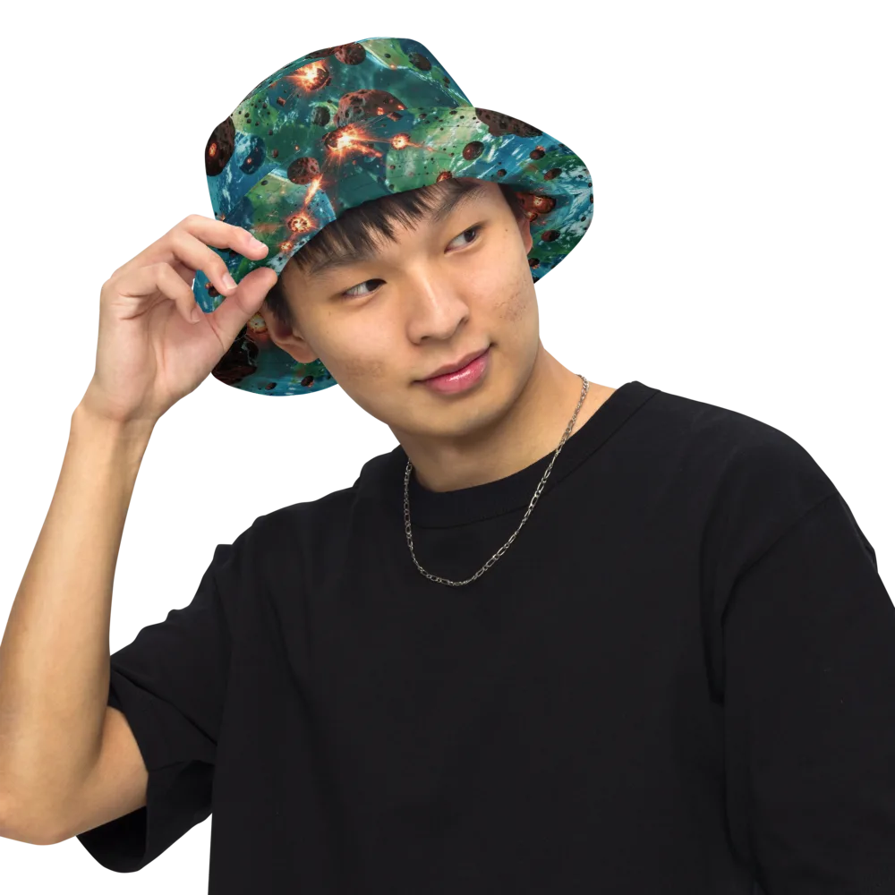 Magma Meridian on Reversible Bucket Hat — Front Inside