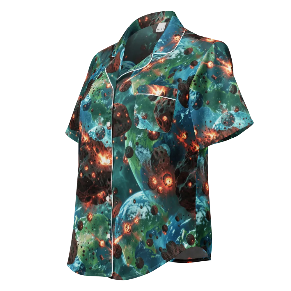 Magma Meridian on Women's Short Sleeve Pajama Top — Left Front