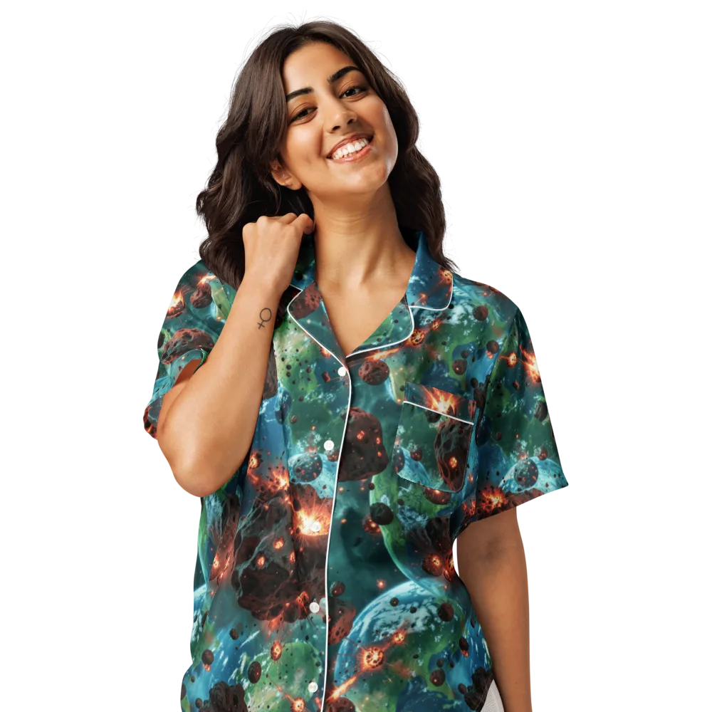 Magma Meridian on Women's Short Sleeve Pajama Top — Front