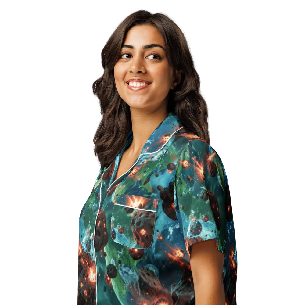 Magma Meridian on Women's Short Sleeve Pajama Top — Left Front