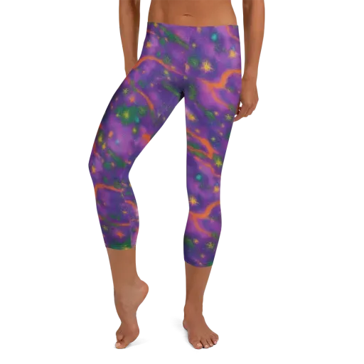 Violet Comet Garden on a Capri Leggings