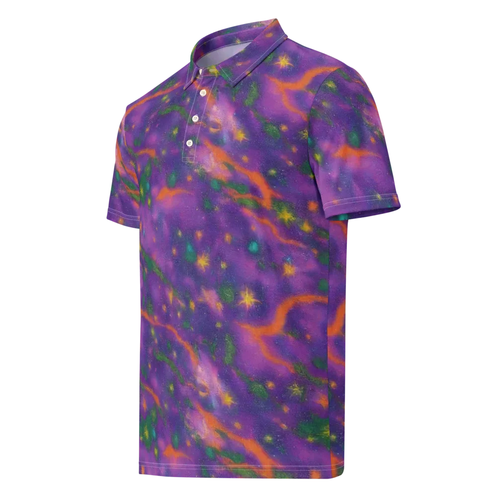 Violet Comet Garden on Men's Slim Fit Polo Shirt — Left Front