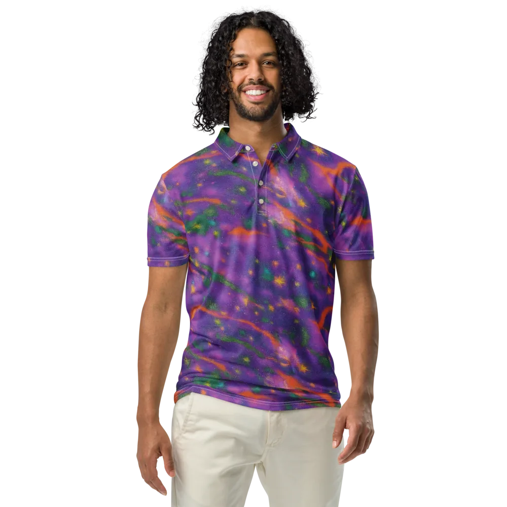 Violet Comet Garden on Men's Slim Fit Polo Shirt — Front
