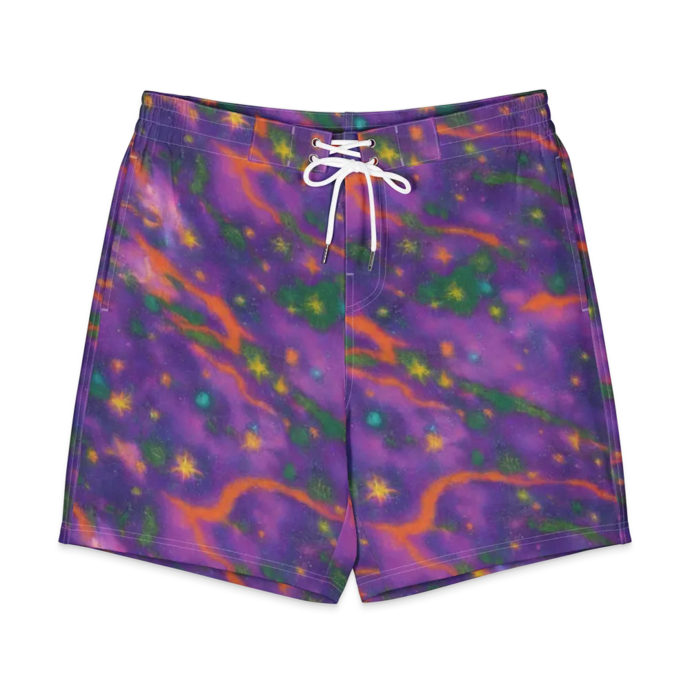 Violet Comet Garden on Men's Board Shorts — Front