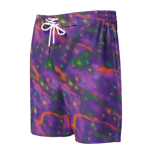 Violet Comet Garden on a Men's Board Shorts