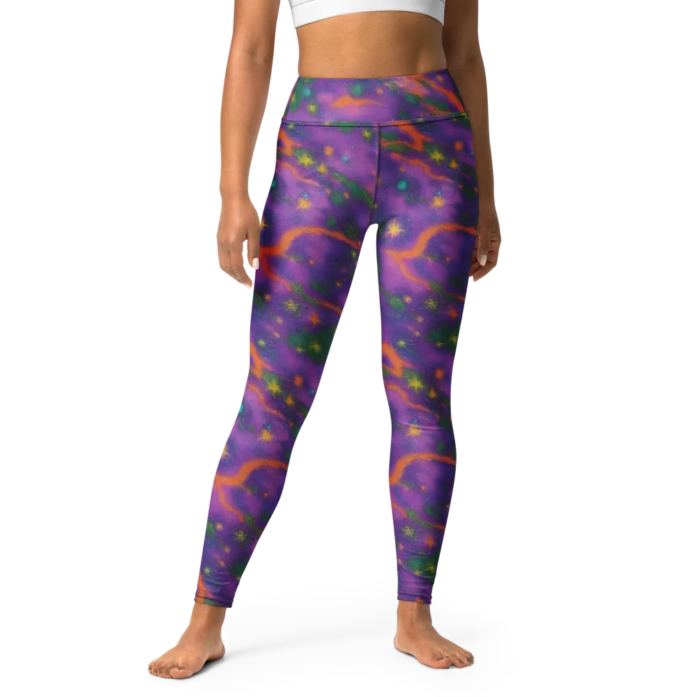 Violet Comet Garden on Yoga Leggings — Front