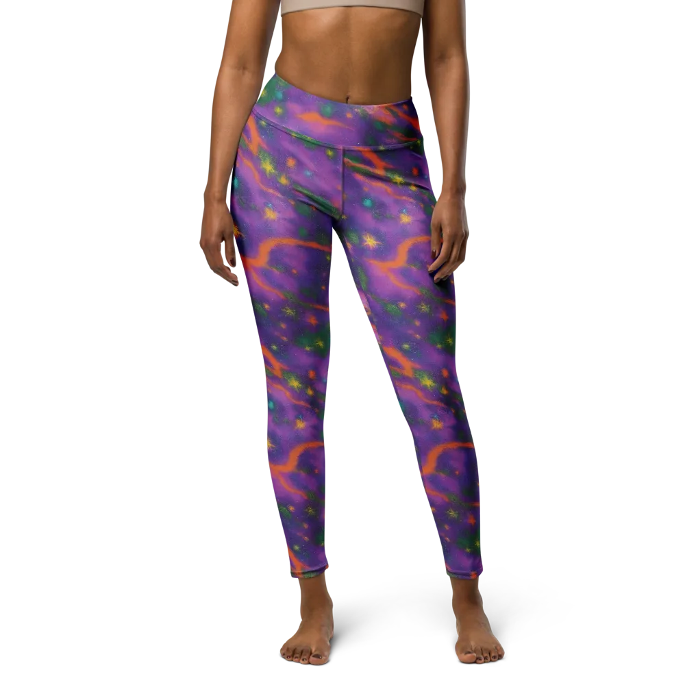 Violet Comet Garden on Yoga Leggings — Front