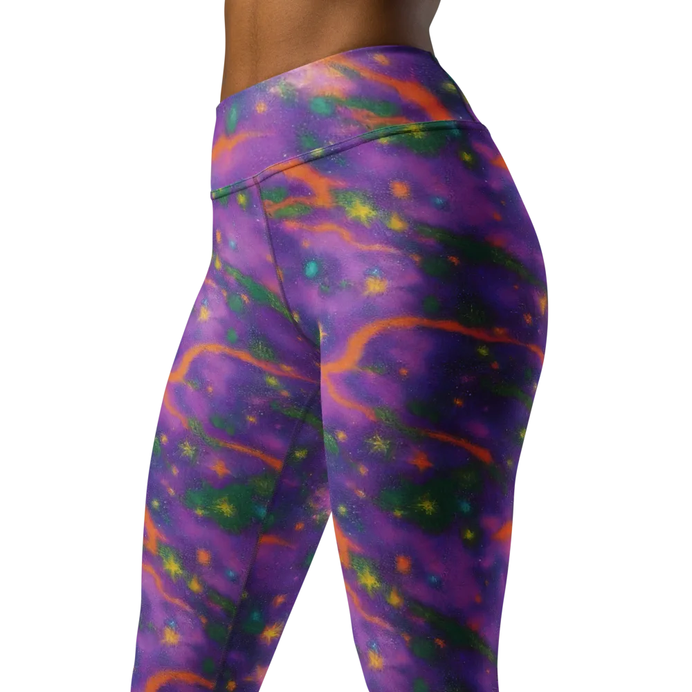 Violet Comet Garden on Yoga Leggings — Left Front