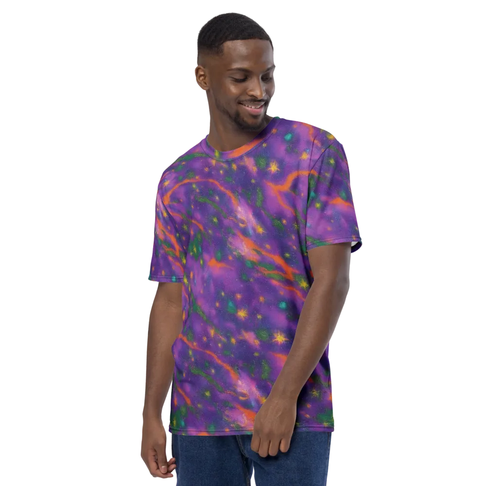 Violet Comet Garden on Men's Crew Neck T-Shirt — Left