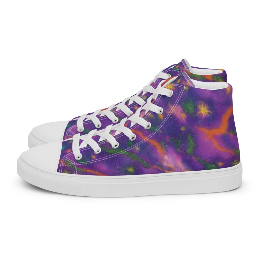 Violet Comet Garden on Men's High Top Canvas Shoes — Left