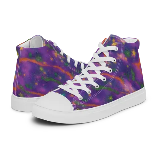 Violet Comet Garden on a Men's High Top Canvas Shoes
