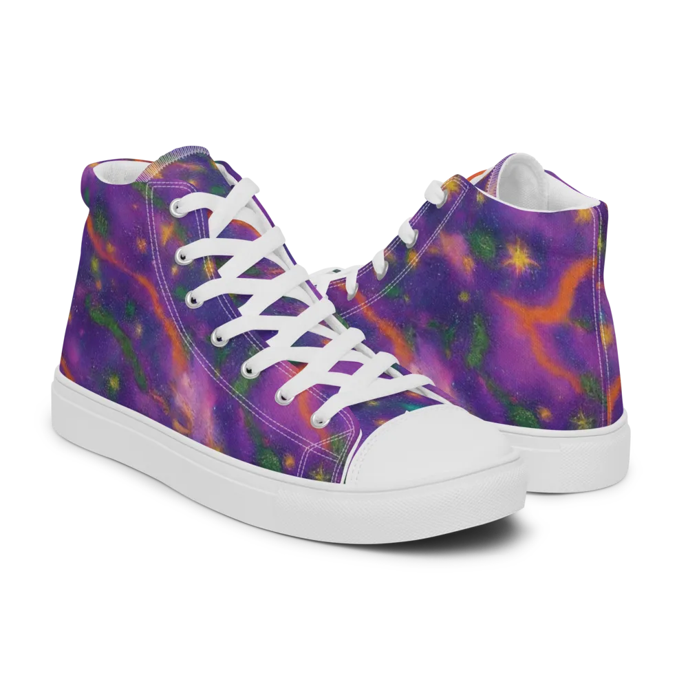 Violet Comet Garden on Men's High Top Canvas Shoes — Right